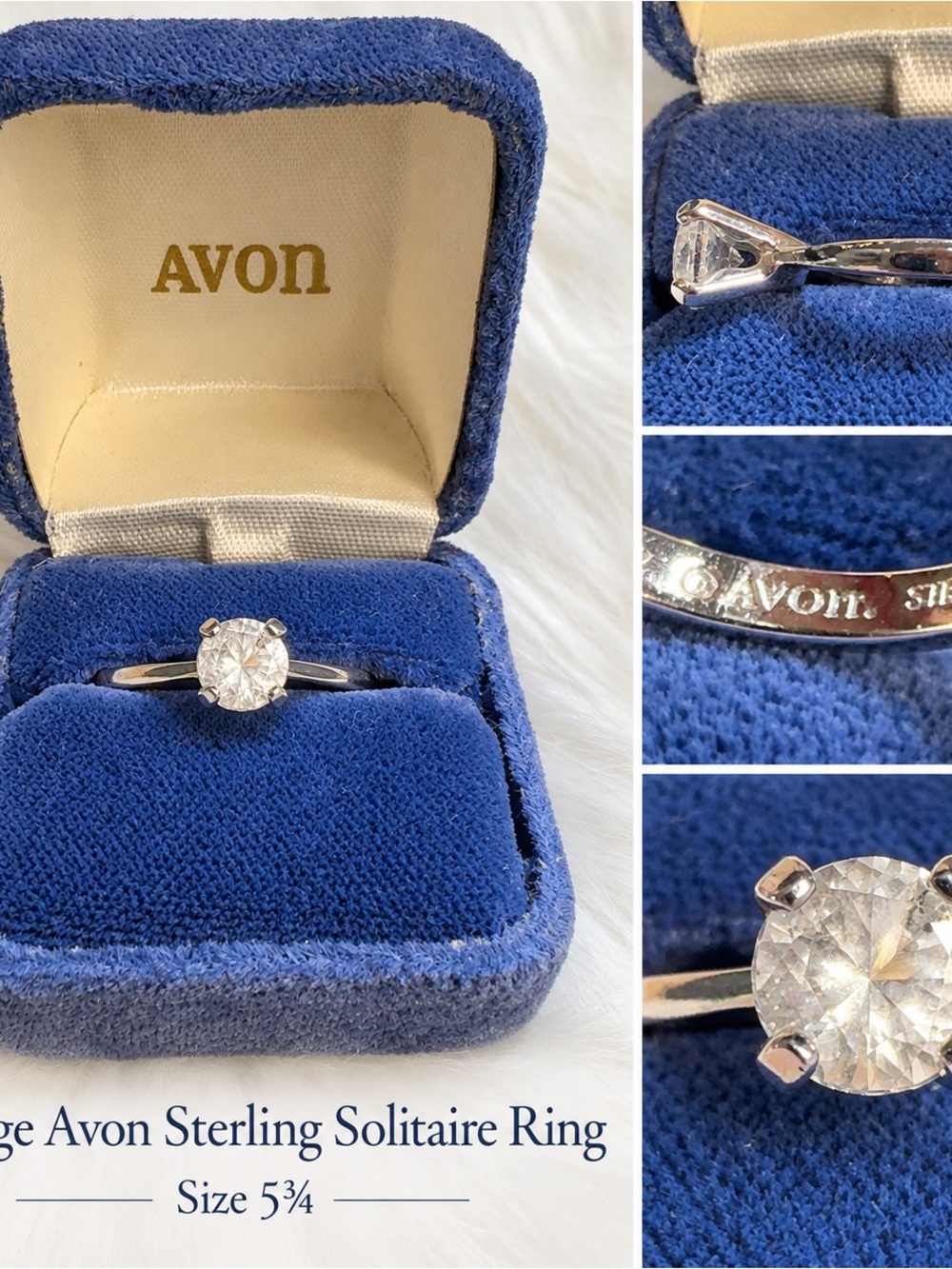Vintage Avon Sterling Silver Solitaire Ring Size 5.75 – Brilliantelle Style